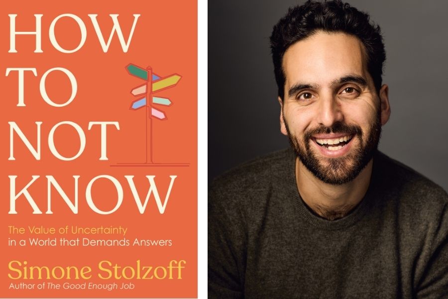 Twopanel image with book "How To Not Know" by Simone Stolzoff.