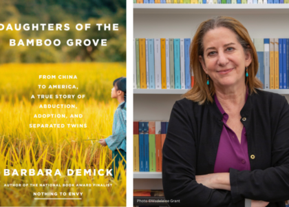 Dual-pane image of Barbara Demick and her book, Daughters of the Bamboo Grove