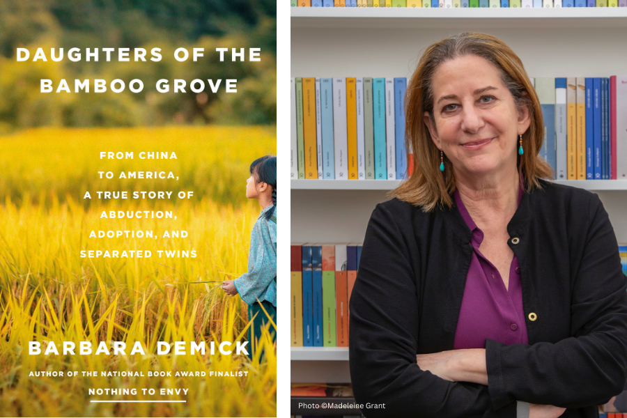 Dual-pane image of Barbara Demick and her book, Daughters of the Bamboo Grove