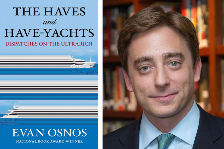 Evan Osnos Author next to his book, The Have and Have-Yachts